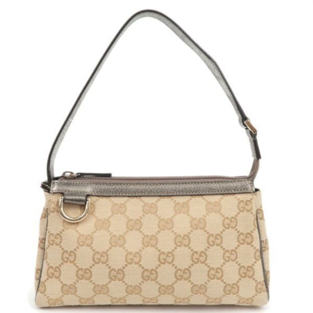 Gucci Abbey GG Canvas Shoulder Bag Beige Silver